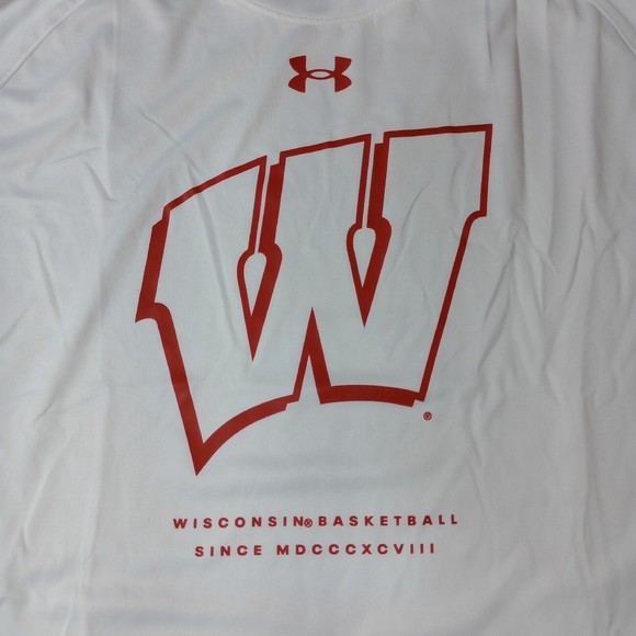 Under Armour NWT Shirt Men's Xlarge White Wisconsin Badgers Long Sleeve Loose - Picture 2 of 7